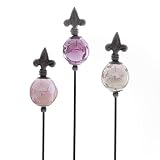 naninoa Metall Stecker Franz. Lilie. Set mit 3 Gartenstecker mit Keramik-Kugel. LILA, GRAU, ROSA. 80 cm.