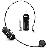 TONOR Wireless Mikrofon Headset, UHF Wiederaufladbares Drahtloses Mikrofon, 20 Kanäle mit 20m Kabelloser Übertragung, Für Fitness, Unterricht, Führungen, Sprachverstärker