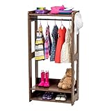 Iris Ohyama, Kleiderbügel/Kleiderschrank/Kleiderständer für Kinder/Holzkleiderständer für Kinder mit regal, Verstellbare Höhe, Schlafzimmer, Spielzimmer - Kids Garment Rack - KWR-1 - Braune