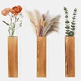 Cerkkapo 3er-Set Holz Wandvase,Wand Pflanzgefäß Aus Holz,Hängende Pflanzgefäße AusHolz,Wandbehang Blumenvase Container für Trockenblumen Und Künstliches,Wohnzimmer,Schlafzimmer,Heimdekoration