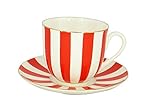 Lomonosov Porzellan Tee-/Kaffeetasse und Untertasse, Rot, Ja und Nr. 180 ml
