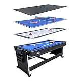 COUGAR 4-in-1 Multi Spieltisch in Schwarz | Multi funktions Spieltisch inkl. Zubehör | Multigame/Multispieltisch | Tischtennis, Pusch Hockey, Billardtisch & Esstisch