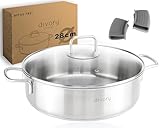 DIVORY Schmorpfanne 28 cm – Hohe Edelstahl Servierpfanne unbeschichtet & ohne PTFE/PFOA, Schmortopf mit Deckel für Induktion & Backofen, Kochtopf 28 cm mit hohem Rand – casserole pan (PURA, 28cm)