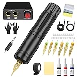Blackbudda CTG002 Tattoo Gun Kit für Anfänger, Professionelle Rotary Tattoo Maschine Komplettset mit Patronen Tattoo Supplies (Schwarz)