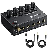 PROZOR 4-Kanal Audio Mixer Aktiver Mischer Mischpult Mit 3,5mm auf 6,35mm Umschaltkopf Kompakte Mischkonsole für Mikrofone, Gitarren, Bass
