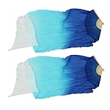 P Prettyia Tanzfächer Bauchtanz Tanz Fächer Schleier Fächerschleier Schleierfächer Tanzbekleidung & Accessories 180 cm - Blau + Weiß, M