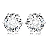 JewelryPalace Rundschliff 6ct Zirkonia Solitär Ohrstecker Silber 925 Damen, Simulierter Diamant Braut Schmuck Set, Ohrringe Silber Mädchen Edelstein,Ohrstecker Silber Klein mit Stein Geschenk Frauen