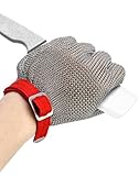QWORK® Kettenhandschuh Metzger Arbeitshandschuh Herren Damen Schnittschutzhandschuhe aus 316L Edelstahl für Küche Fleisch Schneiden, Holzschnitzen und Garten (M, 1stk)