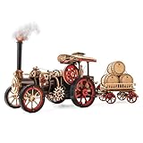 ROKR 3D Holzpuzzle Auto Modell Erwachsene Oldtimer - Dampftraktor Dampflokomotive Dampfloks-STEM Schreibtischdekoration Vatertagsgeschenk für papa