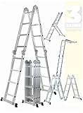 ????????? Aluminium Multifunktionsleiter CF-104A - ? ????? ???????? - 6in1 - 1-16 Sprossen - 470 cm Länge - Leiter - Gelenkleiter - Leitergerüst (Silber 4x4 Sprossen)