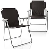 BigDean 2X Klappstuhl Faltstuhl Campingstuhl Angelstuhl schwarz robust klappbar bis 120kg belastbar klassischer Klappstuhl Gartenstuhl für Garten & Camping - Campingstuhl faltbar