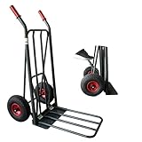 Ravendo Profi Sackkarre klappbar Transportkarre 250kg mit Easy-Tip-Funktion (Easy-Tip für leichtes Kippen und 50% Gewichtsbelastung, hochwertiges Luftrad, zusätzliche Ladefläche) Grau, sehr robust