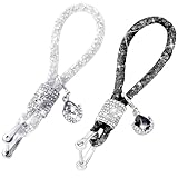 WZTCIBUR Schlüsselanhänger 2 Stück Kristall Auto Schlüsselanhänger für Frauen Glitzer Strass Schlüsselanhänger Ringriemen mit Anhängern Schlüsselanhänger Zubehör Autoschlüssel Dekoration