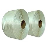 2 x 600 m 19 mm Textilband gewebt, Umreifungsband, Kraftband für Holzbündelgerät
