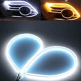 Qasim LED-Tagfahrlicht, 60 cm, Weiß und Gelb, LED, Tagfahrlicht, automatisch fließend, Blinker, Führungsstreifen, Scheinwerfermontage, wasserdicht