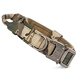 Huntvp taktisch Hundehalsband Verstellbar mit Kontrollgriff, aus Nylon, gepolstert, Metallschnalle, für Mittlere Große Hunde Jagd Training Freizeit Outdoor, Camo M
