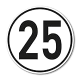 25 km/h Aufkleber I Größe Ø 10 cm I Geschwindigkeitsaufkleber I UV- und witterungsbeständig I Waschanlagen geeignet I zur Kennzeichnung von Microcar Elektromobil I permanent haftend I kfz030