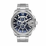 Diesel Herrenuhr Diesel Chief Series, QuarzChronographenwerk, 51 mm silbernes Edelstahlgehäuse mit Edelstahlarmband, DZ4417