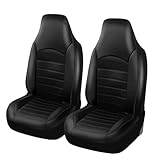WXEXUDIN 2Pcs Autositzbezüge Für VW Golf 6 GTI Golf 7 GTI Golf Tdi Golf Sportsvan,Vorne Autositz Schonbezug Sets Leder Sitzbezug rutschfest Atmungsaktiv Autositz Innenraum Zubehör,Black