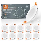 DUSKTEC LED Einbaustrahler 230V, LED Spots Deckenspots Flach 7W Warmweiß, IP44 Einbauleuchte Decke für Bad, 68-90mm Lochmaß, Einbauspots für Badezimmer Küche Wohnzimmer, 10er Set