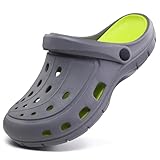 Procity Damen Herren Hausschuhe Gartenschuhe atmungsaktive Clogs leichte Pantoffeln Strand Schuhe Sandalen Gray - Yellow 44