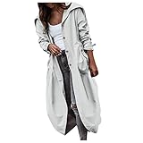 Trenchcoat Damen Lang GroßE GrößEn，Windjacke Frauen Leicht Schwarz，Lange MäNtel Baggy Mit Taschen Steampunk Jacke Mit Kapuze Herbstmantle Y2k Freizeitjacke Casual