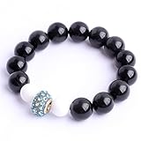 SHG Store Kreis Seil 12 m natürlicher Obsidian mit Tridacna Muschelperlen 17,8 cm elastisches Armband