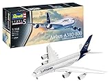 Revell 03872 Passagierflugzeug Airbus A380-800 Lufthansa New Livery, 1:144/50,4 cm originalgetreuer Modellbausatz für Experten, unlackiert, 1/144 03872 3872