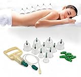 ABC 12 St Schröpfen Set mit Therapiemagneten (Cupping Set), Vakuum Massage mit Schröpfgläsern M16 für effektive Muskelentspannung und Schmerzlinderung, Schröpfgläser mit Vakuumpumpe
