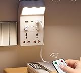 GZWY Nachtlicht Steckdose, LED Nachtlampe Kinder Dimmbar Schutzsteckdose mit Fernbedienung, 3 Helligkeit Einstellbar, Steckdosenlampe für Kinderzimmer, Schlafzimmer, Treppe, Gang, Küche (A)