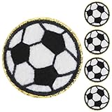 GEEHUA 5 Stück 6CM Fußball Patches zum Aufbügeln, Bügelbild Fussball Bestickte Bügelflicken Kinder Aufnäher zum Aufbügeln, Sport Chenille Gestickter Aufnäher zum Aufnähen im Gold Stil(Fußball)