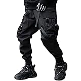 XYXIONGMAO Techwear-Hose für Herren, japanische Streetwear, Gothic, schwarz, Cargohose, Jogger, modische Tripp-Hose, Schwarz, X-Groß