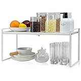 Erweiterbarer Küchenregal Organizer für Küchenschrank und Arbeitsplatten,Verstellbarer Küchenschrank Regal Gewürzregal Lagerregal für Küche Theken Speisekammer Badezimmer