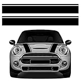 Wraplab Motorhaube Doppelstreifen Aufkleber | für Mini Cooper R56 R55 R50 R53 R60 F56 F55 F54 F60 Countryman Clubman | blasenfrei (Schwarz matt)