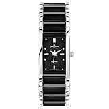 Dugena Damen Quarz-Armbanduhr, Keramik, Gehärtetes Mineralglas, Quadra Ceramica, Schwarz/Silber, 4460507