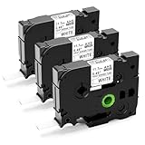 3x Upwinning Hse-231 HSE231 Schrumpfschlauch 11.7mm Kompatible mit Brother P touch Schrumpfschlauch HSe-231 11.7mm x 1.5m Schwarz auf Weiß, Heat Shrink Tube Bänder kompatible für H110 H105 H100R D200
