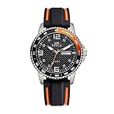 UMR RUHLA Armbanduhr, Quarz, analog, Silikonarmband, Edelstahlgehäuse, wasserdicht bis 10 bar, Farbe:Orange