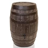 YourCasa Regentonne 250 Liter [Barrel] mit windsicherem Deckel - Regenfass Frostsicher aus Kunststoff in Holzoptik - Regenwassertonne - Regenwassertank Garten - Holz Weinfass Wasserfass Holzfass