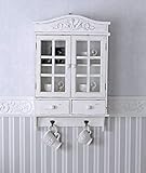 WANDSCHRANK „Villa Nostalgia“ – Weißer Shabby Chic Hängeschrank (67×45×18 cm) mit Glastüren, Schubladen & Metallhaken mxa021 Palazzo Exclusiv