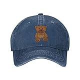 YUMEBLTD Teddybär-Baseballkappe für Herren und Damen, verstellbare Denim-Hut, klassische Baumwolle, Dad-Mützen, Trucker-Mützen, navy, One size