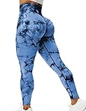 ZAAYO Sport Leggings f¨¹r Damen Tie Dye Scrunch Butt Booty Slim Fit Seamless Yoga Pants Fitness Gym Workout Dunkelblau S
