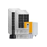 Gowe Komplettes Solarsystem, 2400 W Solarpanel mit 8 Kw Hybrid-Solar-Wechselrichter, Batterien, Montage-Z-Halterungen, Kabel, vollständig netzunabhängiges Set