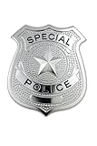 TrendandStylez POLICE Abzeichen "Special Police" – silbernes Metall-Badge mit Stern | Kostüm & Accessoire für Polizei, Security & Detektive | Ansteck-Marke für Karneval, Fasching, Party, Film,