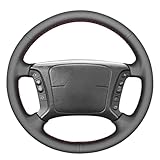 MEWANT Hand Nähen Echtes Leder Auto Lenkradhülle Lenkradbezug für E36 1995-1997 / E46 1998-2004 / E39 1995-2003 / X3 E83 / X5 E53 / E38 1994-2001 / E31 1996