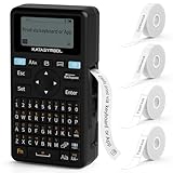 SUPVAN E11 Label Printer, English Layout (QWERTY) Keyboard, with 2 Rolls Continuous Labels + 2 Rolls Fixed-Size Labels, Suitable for School, Office & Home