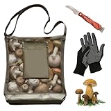 TUIBEIDAMAI Pilz Tasche mit Messer, Pilzsammler Set, Pilze Sammeln Tasche, Faltbar Pilze Sammeln Rucksack, Obstpflücktasche,Atmungsaktive Netztasche mit Großer Kapazität Für Outdoor-Bushcraft