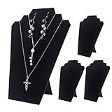 Coward 4 Stück/Set schwarzer Halskettenständer zum Verkaufen, faltbarer schwarzer Samt-Halsketten-Büste, Staffelei, Kettenhalter, Organizer, Regal für Zuhause oder Geschäft