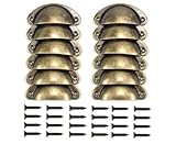 Duronge 12Stk Türknauf Vintage Muschelgriffe, Antik Griffe Schubladengriff mit Schrauben, Möbelgriff Halbkreis für Küche Kabinett Schrank Apothekerschrank (Bronze)