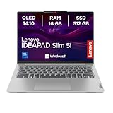 Lenovo IdeaPad Slim 5i Laptop | 14" OLED WUXGA Display | Intel Core i7-13620H | 16GB RAM | 512GB SSD | Intel UHD Grafik | Windows 11 Home | QWERTZ | Luna Grau | 3 Monate Premium Care