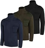 normani Herren Bundeswehr Strickjacke Original nach TL Marine Winter Bundeswehrjacke mit aufnähbaren Deutschlandfahnen Knitted Jumper Farbe Oliv Größe S